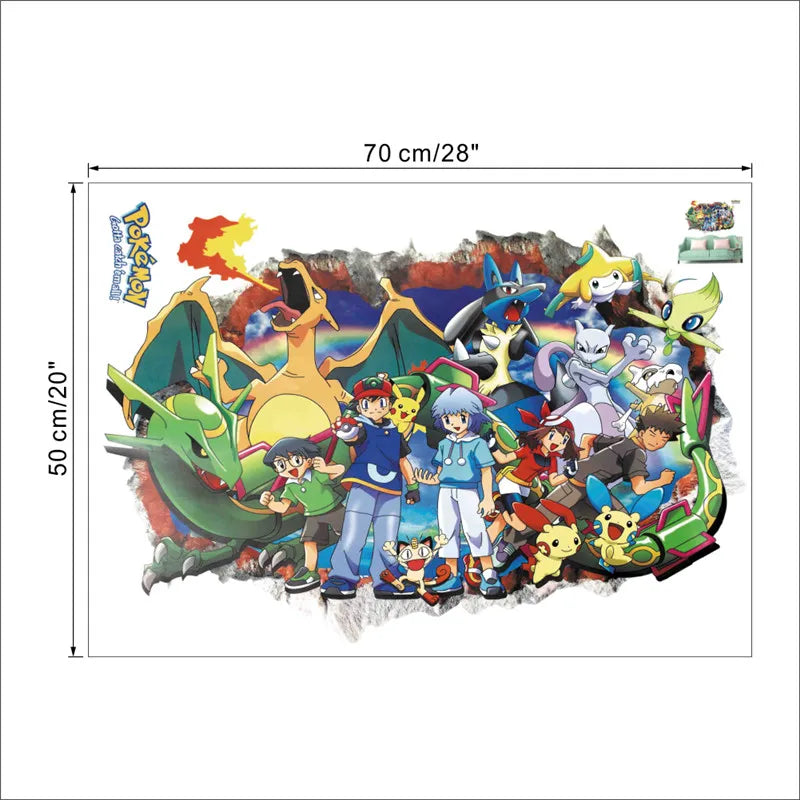 Sticker mural Pokémon Dracaufeu et Sacha