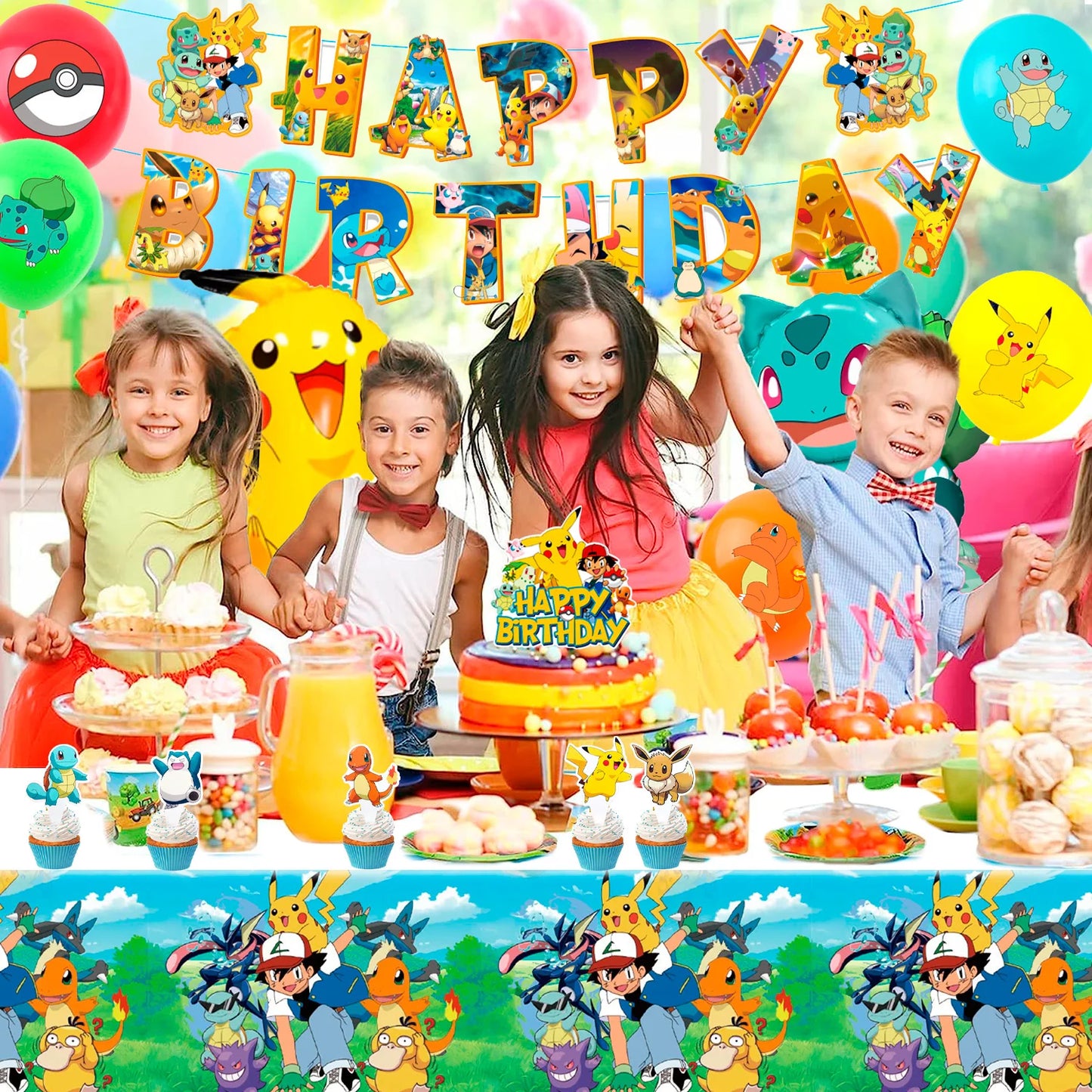 Décorations Anniversaire Pokémon - Ensemble Complet 38 Pièces