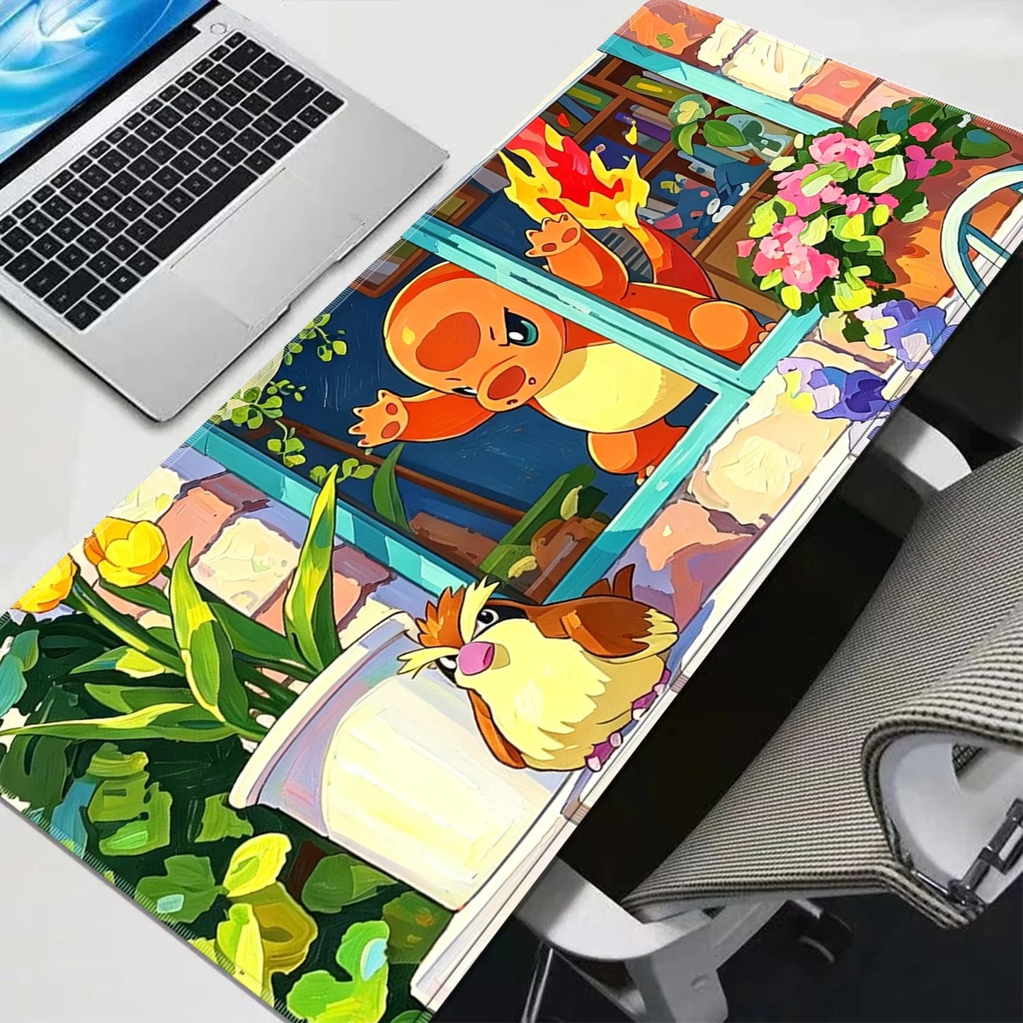 Tapis de Souris XL Pokémon - Salamèche et Pikachu