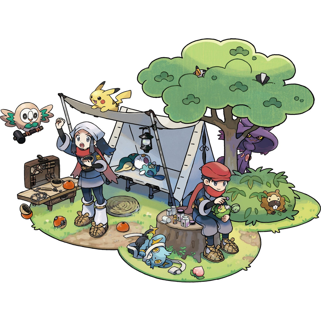 Un camp de base de Hisui, artwork de Légendes Pokémon : Arceus