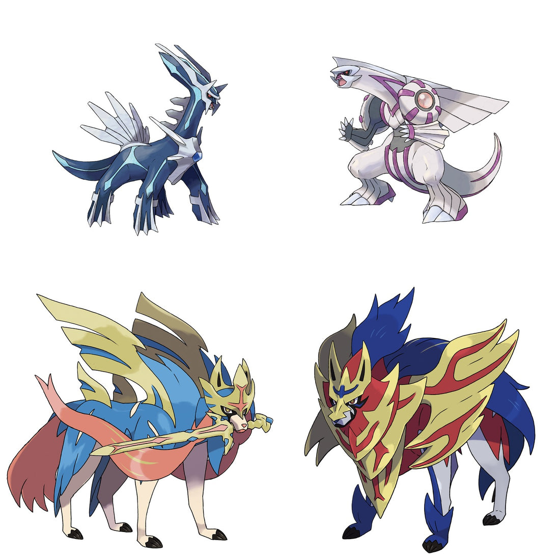 Dialga et Palkia, Zacian et Zamazenta : deux couples d'exclusivités de version