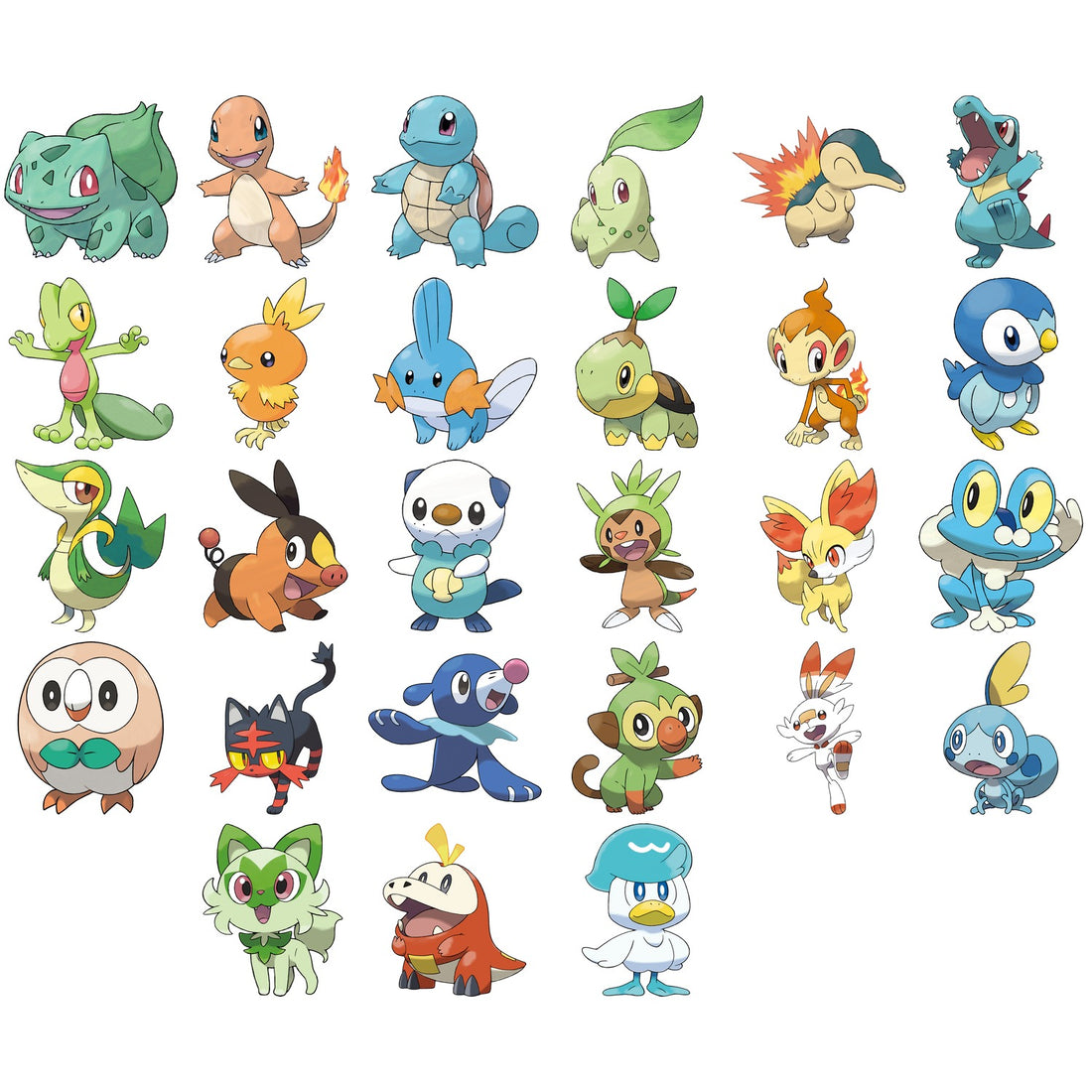 Les neuf trios de Pokémon starters, de Kanto à Paldea