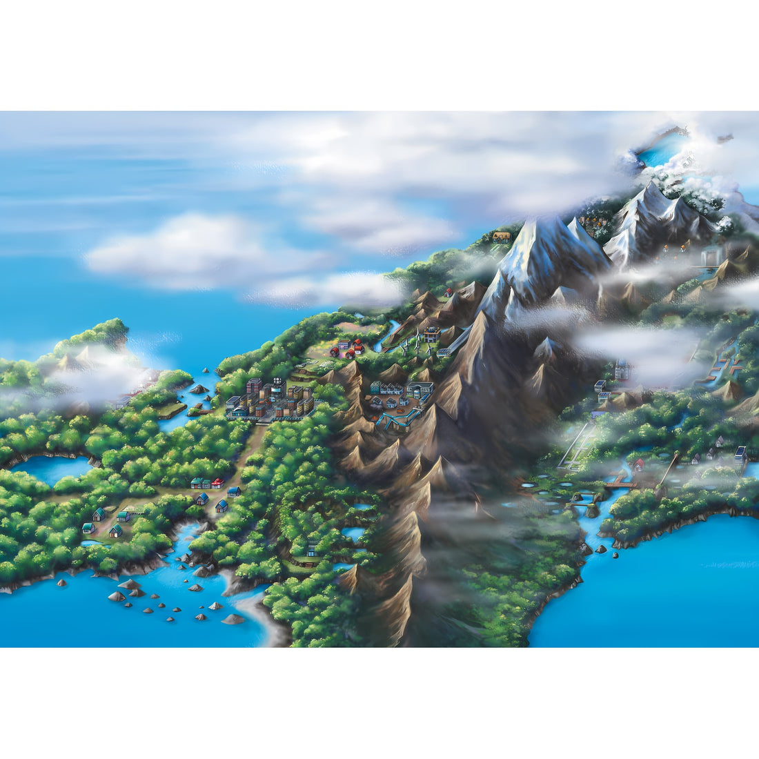 Un paysage de Sinnoh, artwork de Pokémon Diamant et Perle