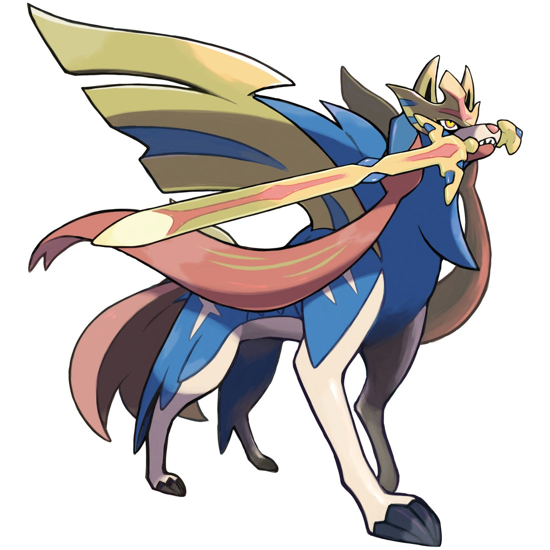 Zacian et son épée, artwork de Pokémon Épée et Bouclier