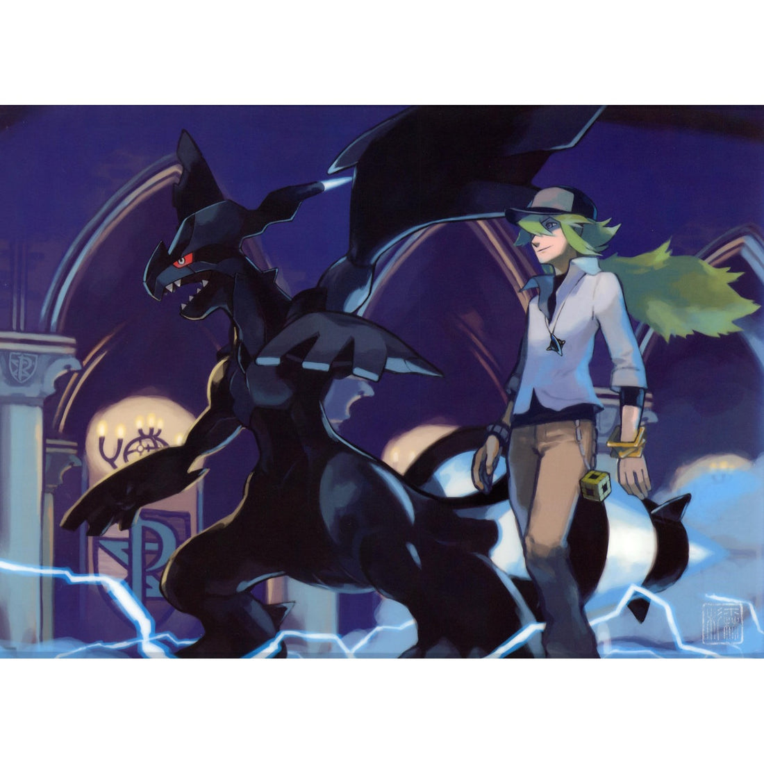 N et Zekrom, artwork de Pokémon Noir et Blanc