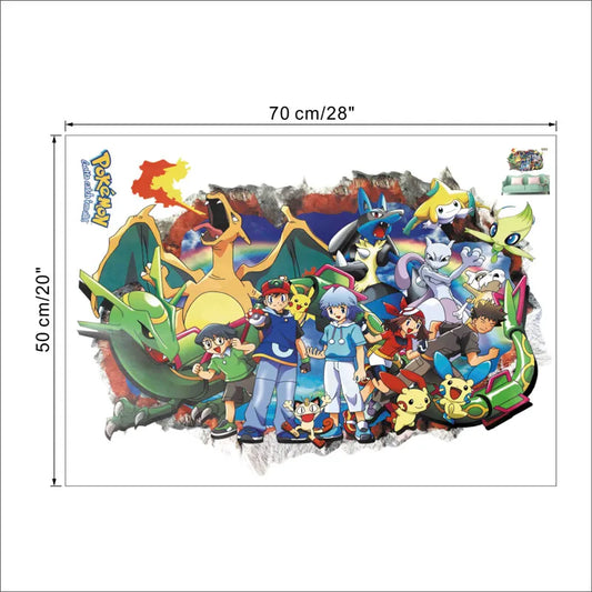 Sticker mural Pokémon Dracaufeu et Sacha