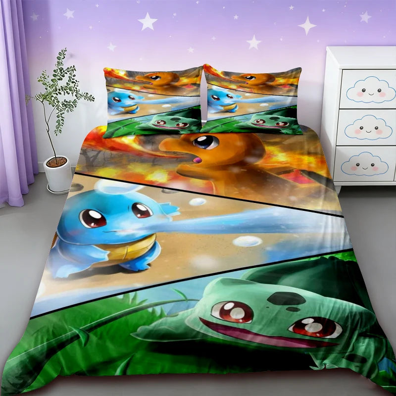Housse de couette Pokémon Carapuce et Bulbizarre