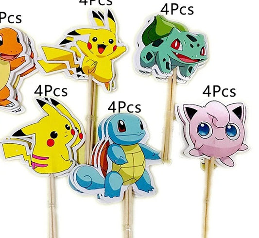 Cake Toppers Anniversaire Pokémon - Lot de 24