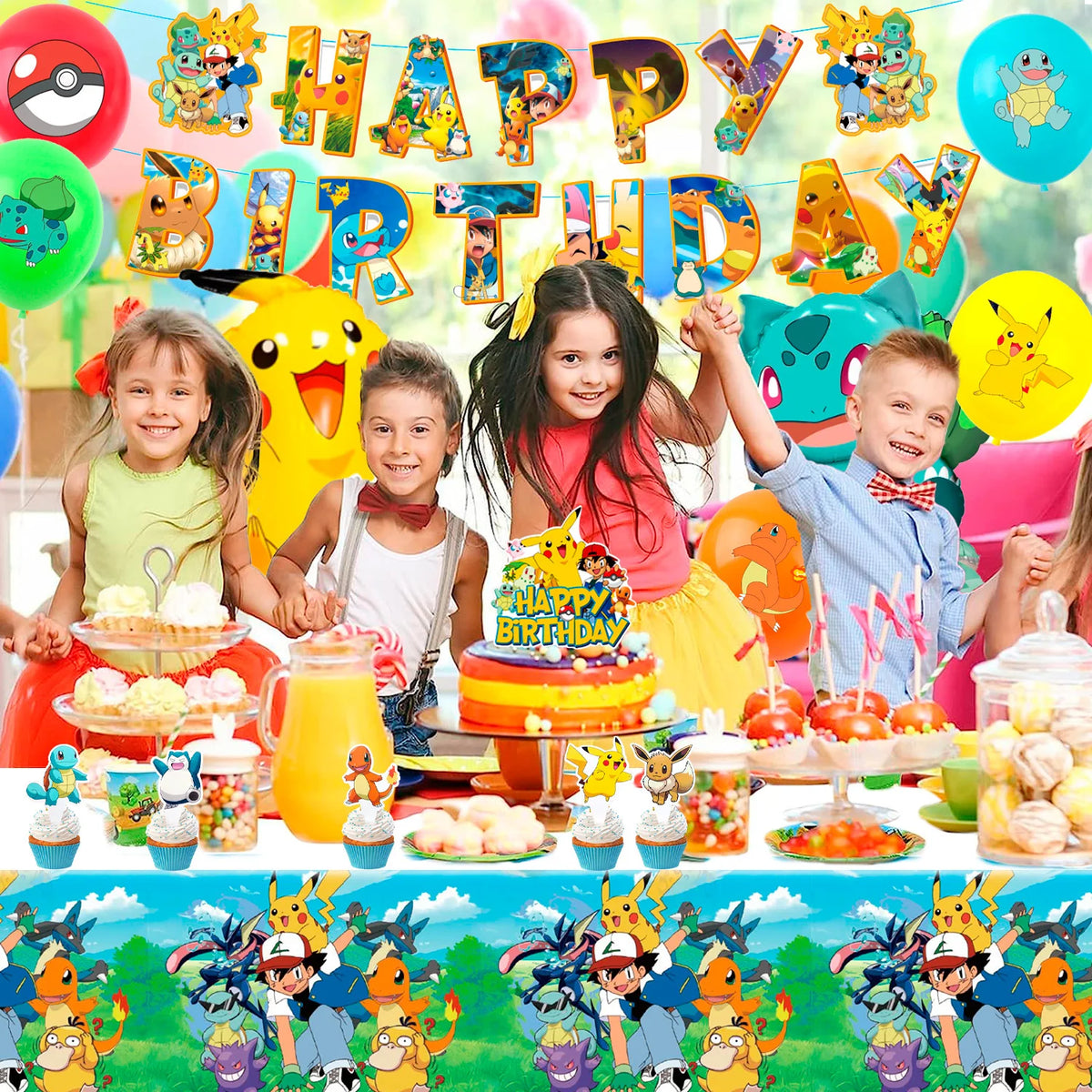 Décorations Anniversaire Pokémon - Ensemble Complet 38 Pièces