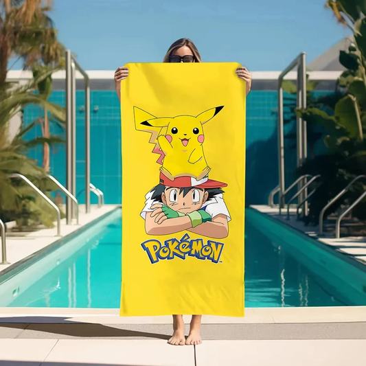Serviette de Plage Pokémon - Sacha et Pikachu
