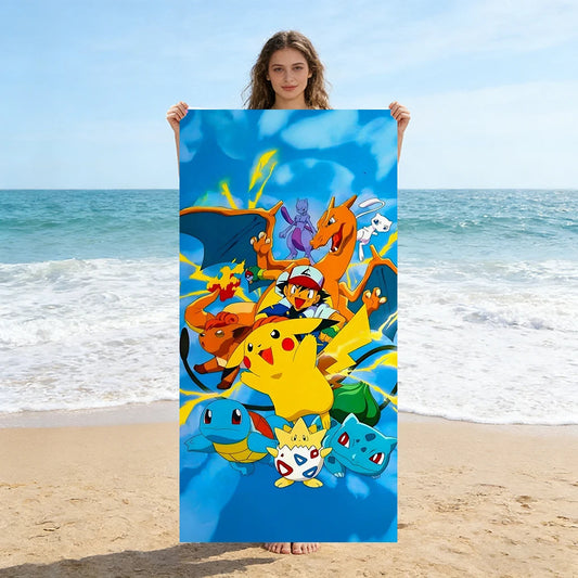 Serviette de Plage Pokémon - Sacha et son Équipe