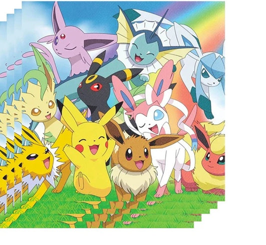 Serviettes Anniversaire Pokémon - Évoli et ses Évolutions