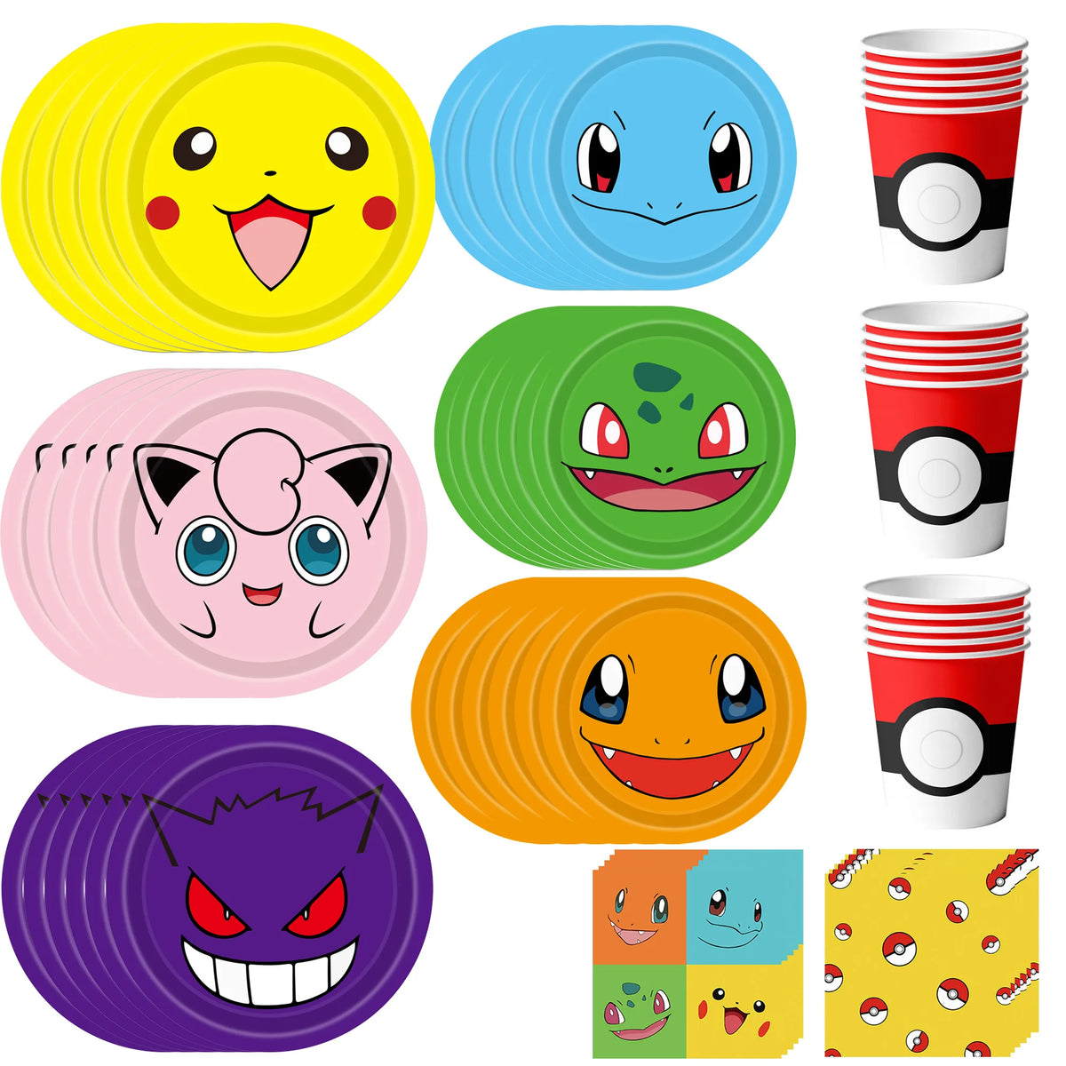 Vaisselle Anniversaire Pokémon - Set 120 Pièces