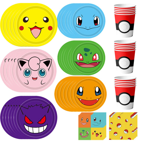 Vaisselle Anniversaire Pokémon - Set 120 Pièces